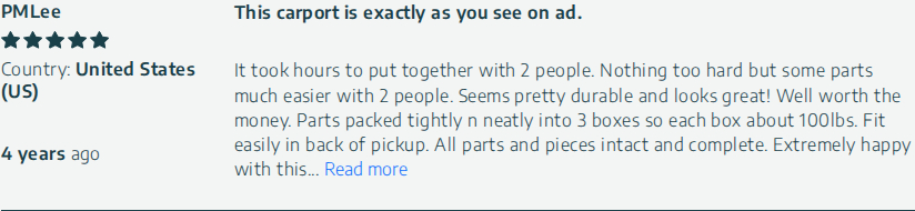 This carport is exactly as you see on ad.